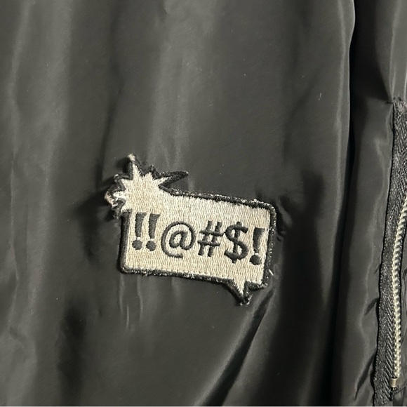 REBEL & SOUL Dope Punk Patch Windbreaker Black Full Zip Bomber Jacket Size 2XL - Picture 6 of 10